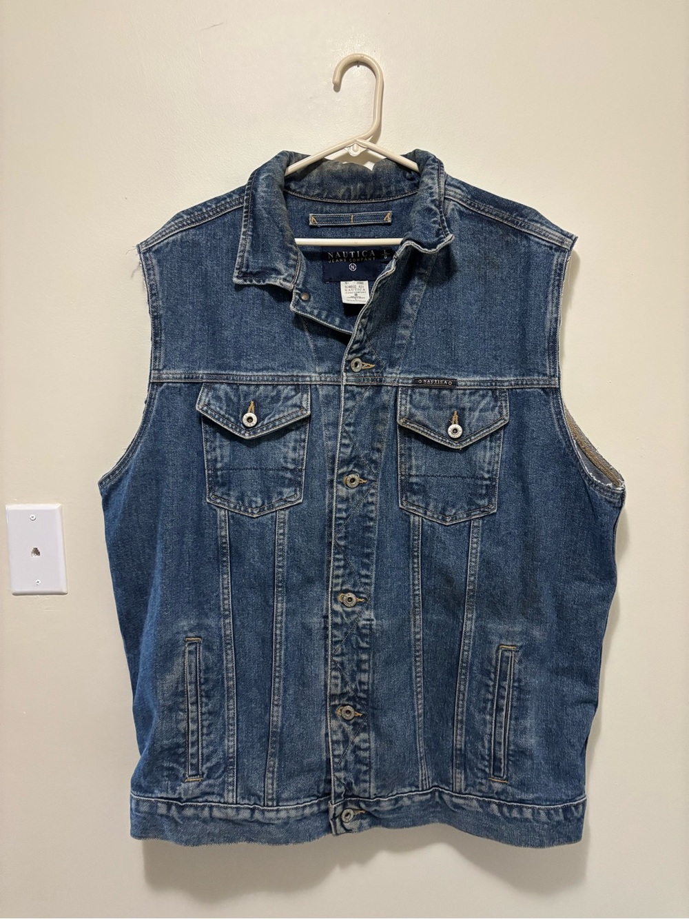Nautica Jeans Company Vintage 90s Acid Wash Denim Vest - Size Large